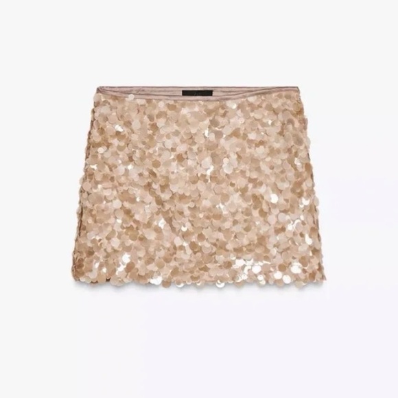 Zara Dresses & Skirts - Zara Champagne Sequin Mini Skirt